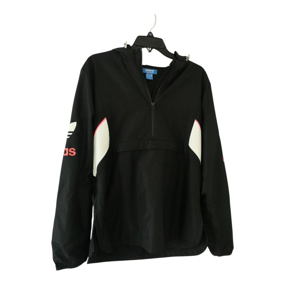 Men Women Black Hooded Windbreaker M